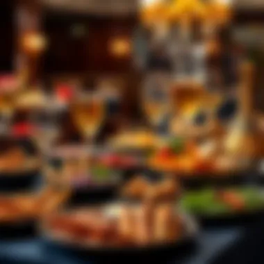 Luxurious Catering for Casino Celebration Gourmet catering spread for a luxurious birthday party