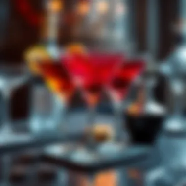 Classic cocktails served in a sophisticated glassware arrangement