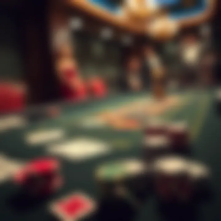 Elegant casino table setting with playing cards and chips