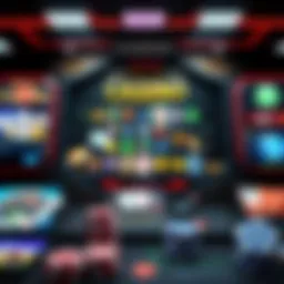 An intricate layout of a digital casino interface showcasing various gaming options