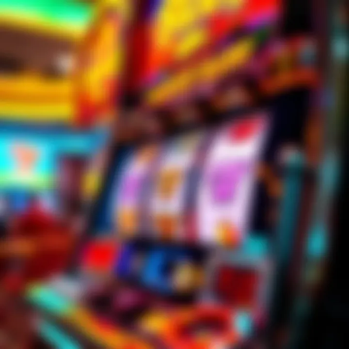 Close-up view of a big jackpot slot machine with vibrant graphics and symbols