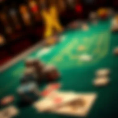 The Essence of Blackjack: A Casino Table A captivating blackjack table with chips and cards