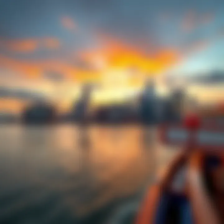 A scenic view of the Cincinnati skyline from the riverboat