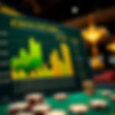Statistical graphs representing market trends in casino gaming