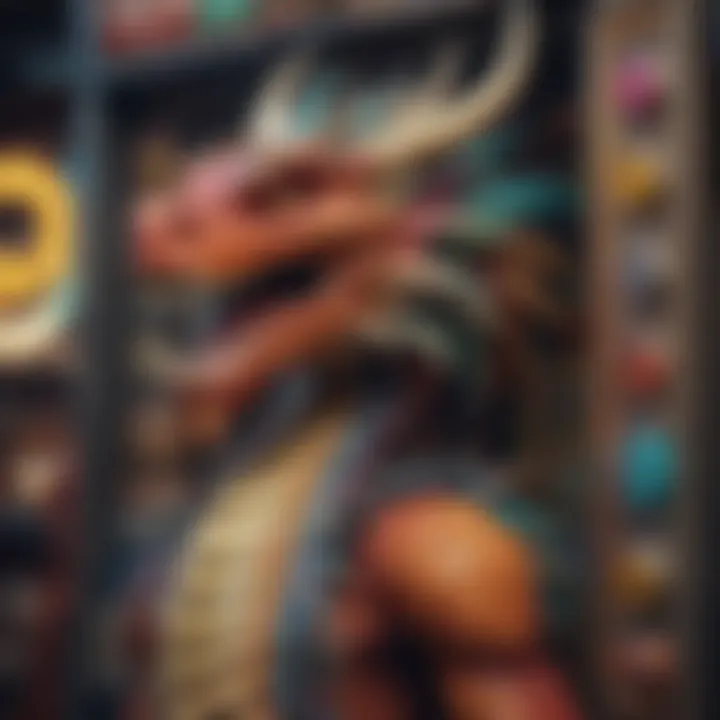 Colorful dragon-themed slot machine display