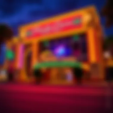 Fiesta Casino at Night - A Colorful Welcome Vibrant view of Fiesta Casino's exterior showcasing its colorful lights