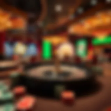 Immersive Casino Environment Display of chips and a roulette wheel symbolizing casino ambiance