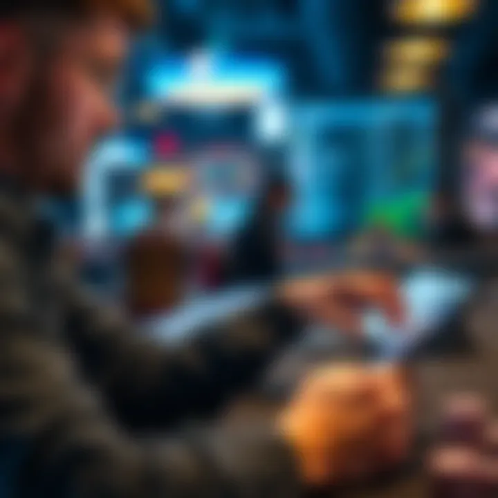 Analyzing Strategies for Improvement A player analyzing statistics and strategies on a digital device