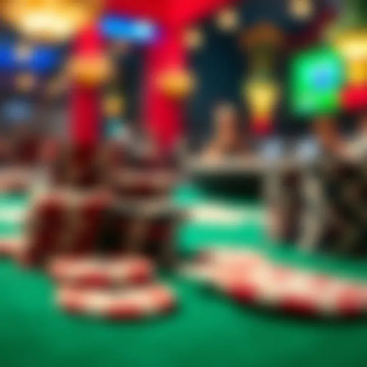 Game Setup with Poker Chips and Cards Close-up of poker chips and cards in a game setting