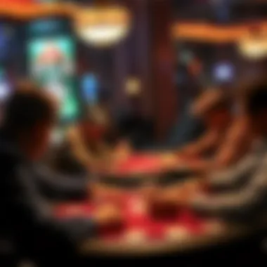 Engaging in a Poker Tournament Group of players engaging in a poker tournament