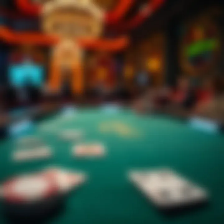 A digital representation of a poker table with virtual cards