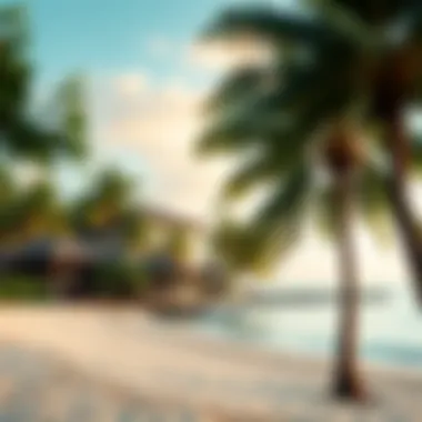 Beachside Paradise in Jamaica Scenic view of a beachside resort with palm trees