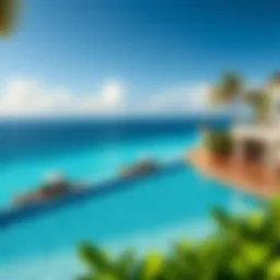 Luxurious resort setting in Jamaica with clear blue waters