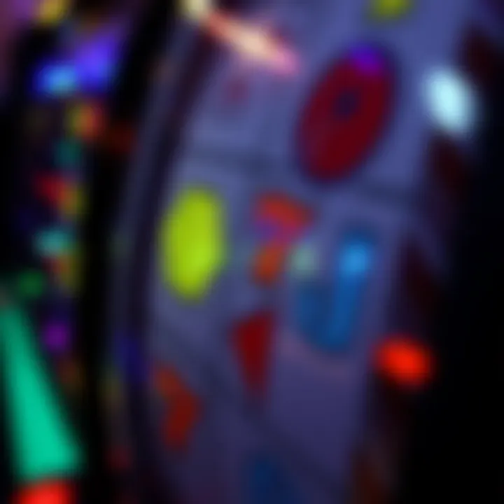 Slot Machine Reel Close-Up A close-up view of a spinning slot machine reel highlighting potential payout symbols