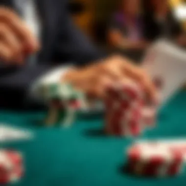 Close-Up of Blackjack Chips and Cards Close-up of blackjack chips and cards during a competitive moment