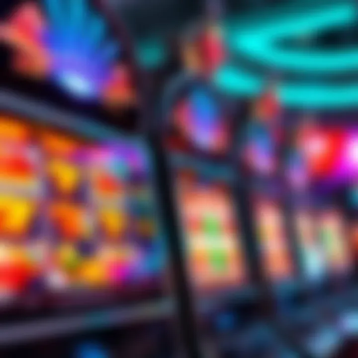 Vibrant slot machine display with colorful symbols