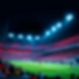 A vibrant soccer stadium filled with fans during a match