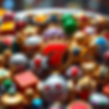 A colorful array of different free slot game symbols and icons