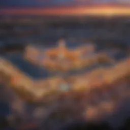 Aerial view of Tunica casinos at sunset