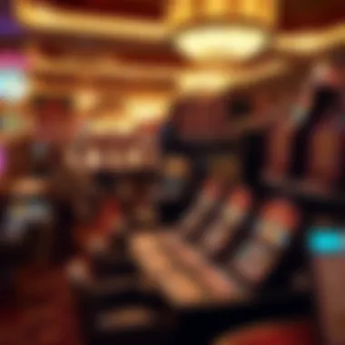 Cultural symbols and artifacts displayed in a casino environment