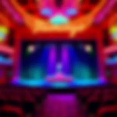 Vibrant stage set for a Flamingo show