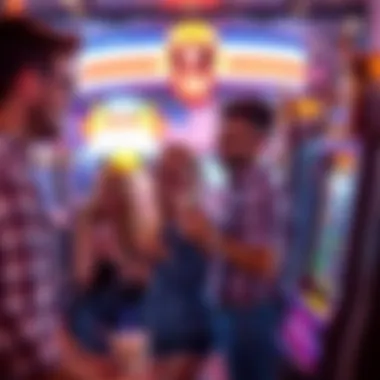 Group of friends enjoying a Fourth of July slot machine