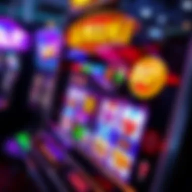 A close-up view of the user interface of a Konami slot machine highlighting interactive features