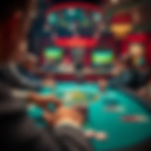 A vibrant online poker table showcasing a live game in progress