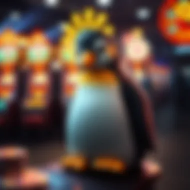 Lucky Penny Penguin Gameplay Artistic depiction of the Lucky Penny Penguin slot machine in action