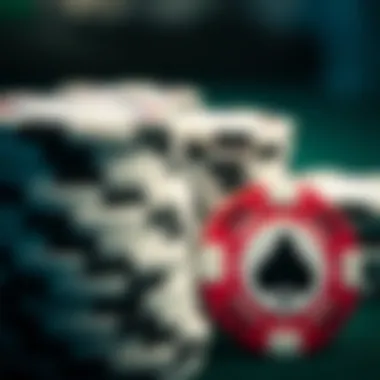 Close-up of poker chips representing bankroll management