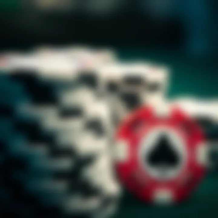 Close-up of poker chips representing bankroll management