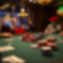A strategic poker table scene with chips and cards