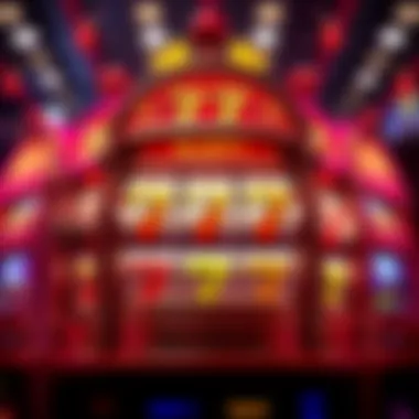 An intricate design of a classic 777 slot machine showcasing its vibrant symbols
