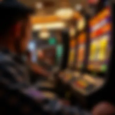 A player intently focused on a 777 slot machine, highlighting strategic gameplay