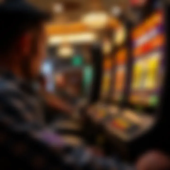 A player intently focused on a 777 slot machine, highlighting strategic gameplay