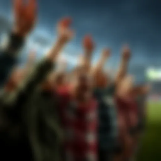Enthusiastic fans celebrating a football match