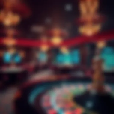 An elegant casino interior, highlighting the ambiance around roulette tables.
