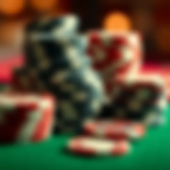 A close-up of poker chips, symbolizing betting strategies.