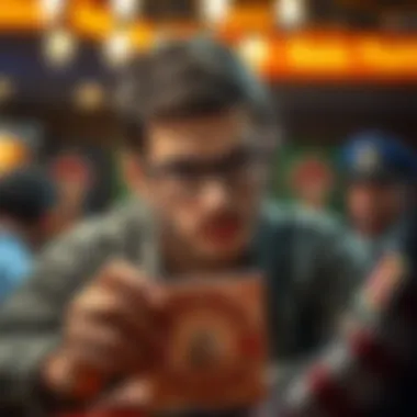 A focused individual analyzing scratch card strategies