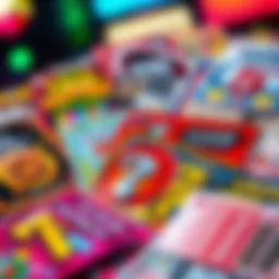 Variety of colorful scratch cards displayed