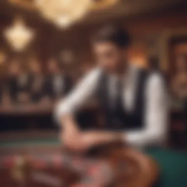 Croupier engaging with players at a roulette table