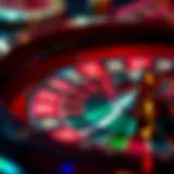 A close-up view of a roulette wheel with vibrant colors and numbers