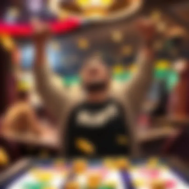 Player celebrating a big win in a slots app