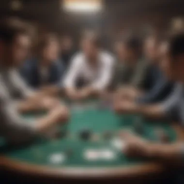 Tension at the Table: Capturing the Moment A dramatic moment in a poker tournament showcasing a tense table atmosphere
